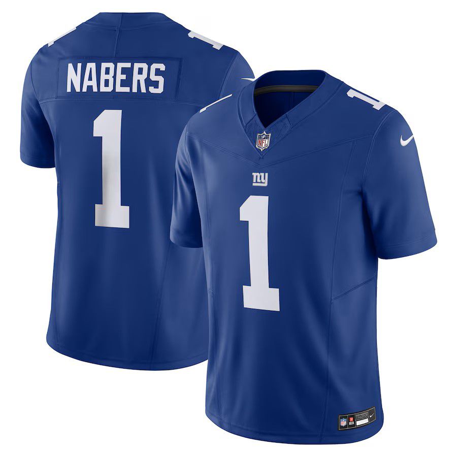 Men New York Giants #1 Malik Nabers Royal 2025 Nike Vapor F.U.S.E. Limited NFL Jersey